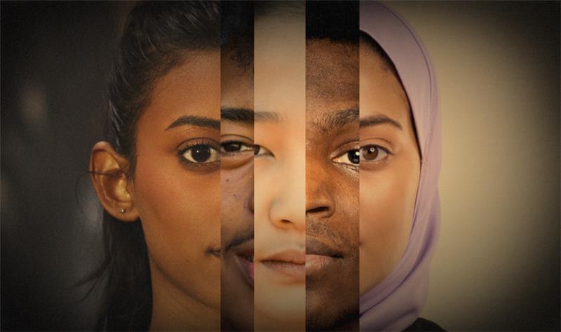 sections of multiple people of colour put together to make one image
