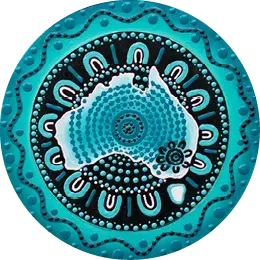 Acknowledgement of First Nations Country - Indigenous circle of Australia artwork by Chern'ee Sutton of the Kalkadoon Peoples