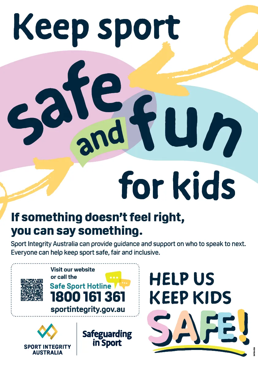 Keep Sport Safe and Fun for Kids poster - help us keep kids safe