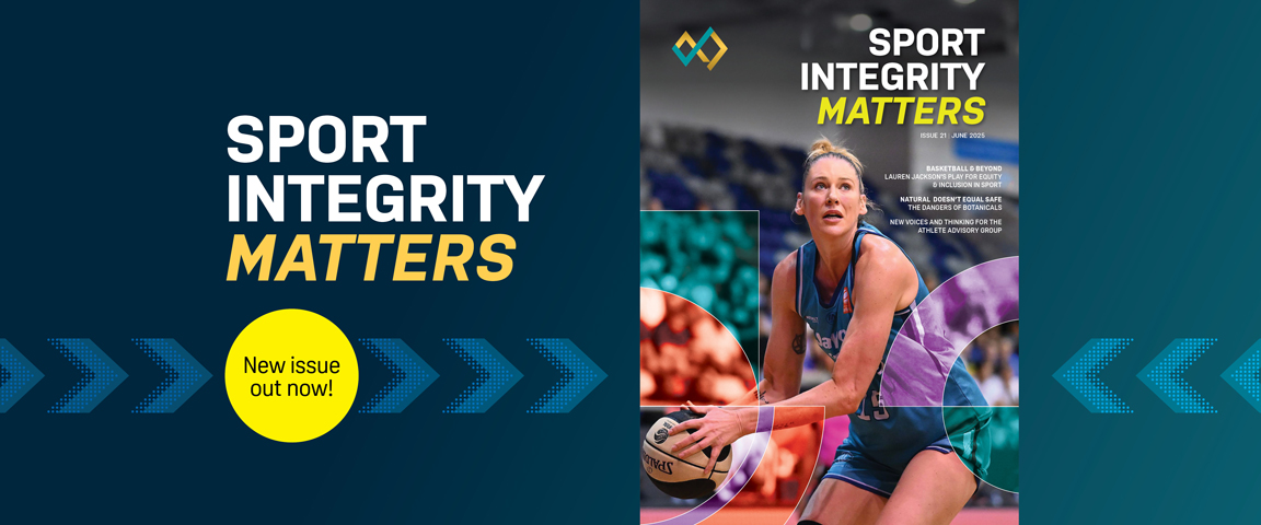 Basketballer Lauren Jackson competes in a game on the front cover of Sport Integrity Matters magazine - Issue 21 - june 2025