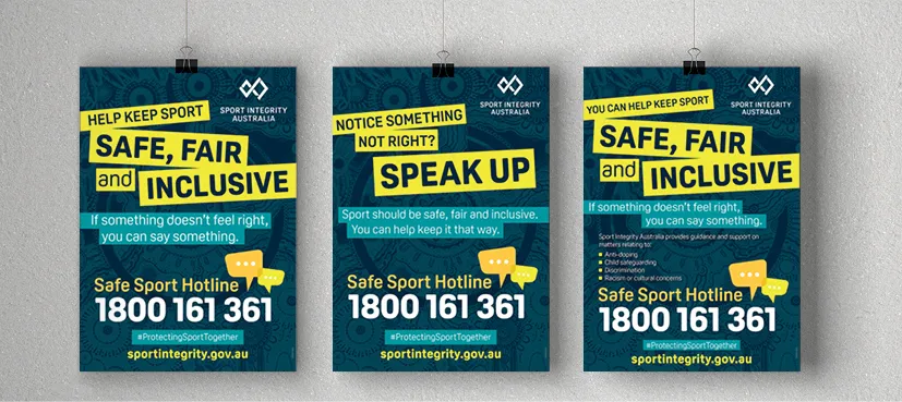 Safe Sport Hotline posters in 3 different versions for download