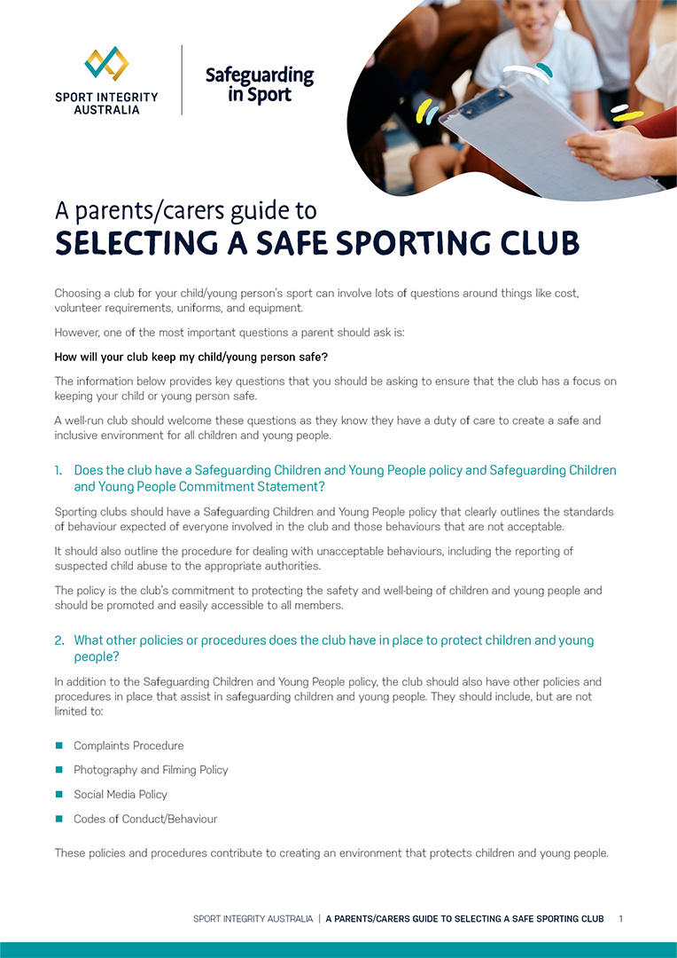 Selecting a safe sporting club