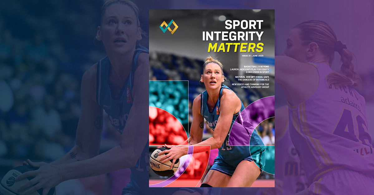 Basketballer Lauren Jackson competes in a game on the front cover of Sport Integrity Matters magazine - June 2025 - Issue 21