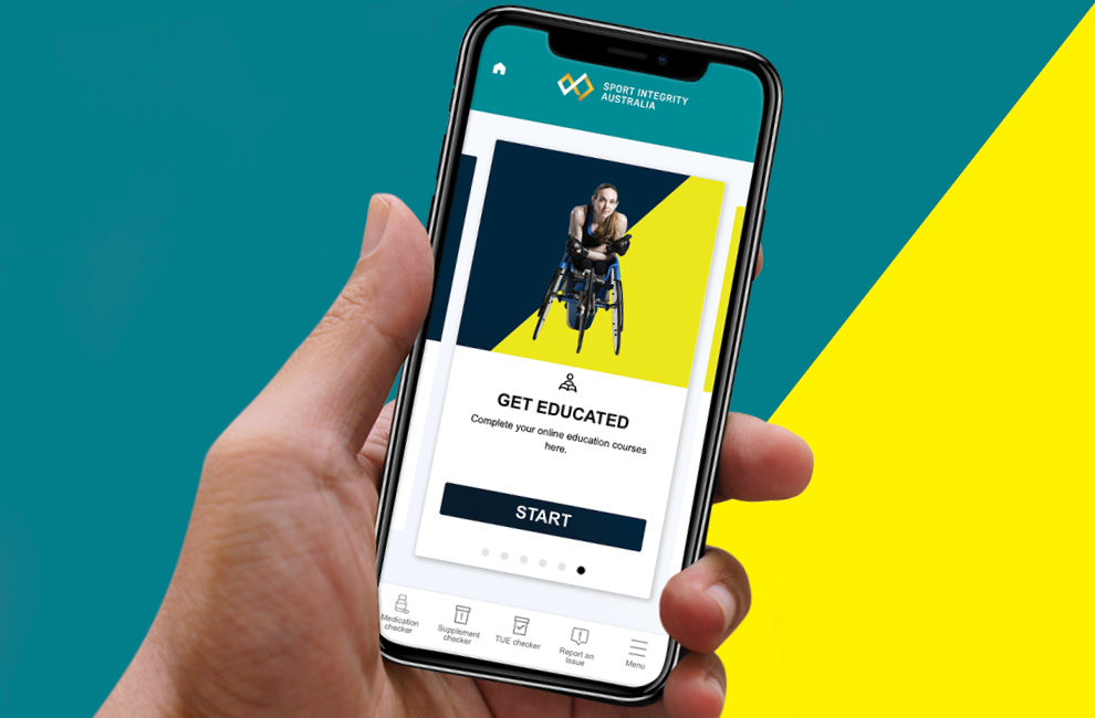 Sport Integrity App in hand