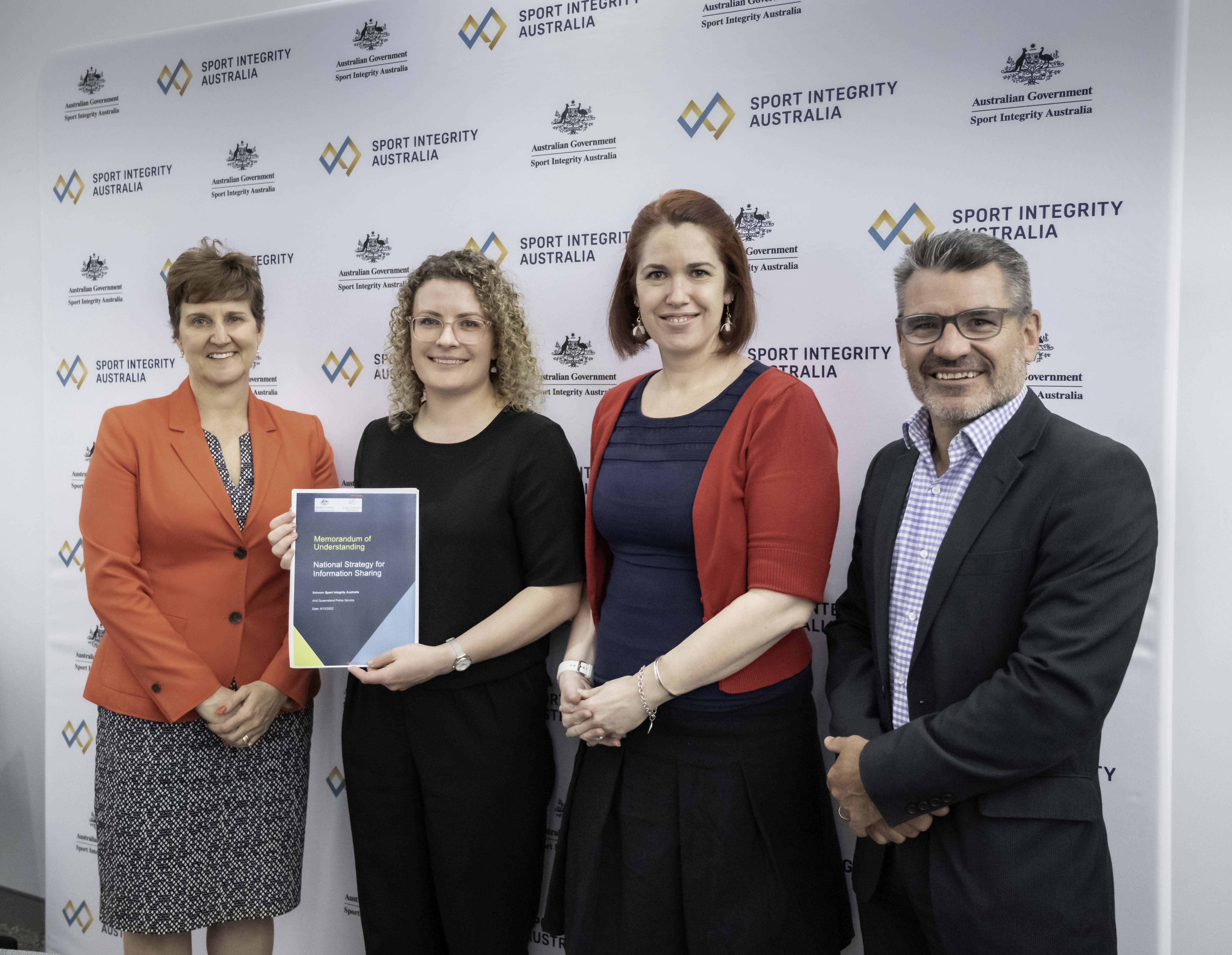 Sport Integrity Australia staff at virtual signing of MOU with Queensland Police.