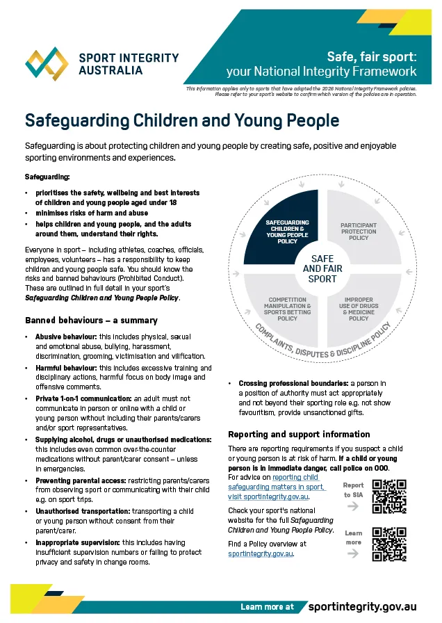 Safeguarding Children and Young People Policy (NIF) – fact sheet cover