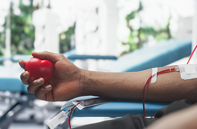 arm donating blood