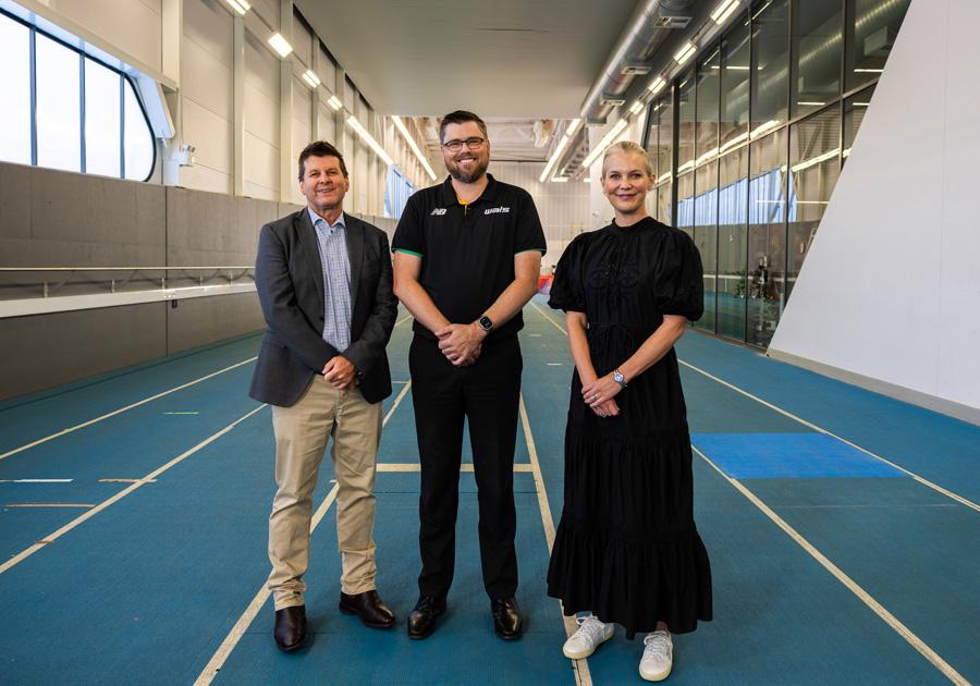 (from left) SIA A/g Deputy CEO Dr Paul Oliver, WAIS CEO Matt Fulton, and General Manager of AIS Performance Matti Clements, at a recent launch event.