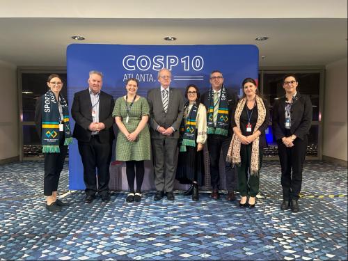 COSP 10 Australian Delegation with Head of Delegation, Commissioner Paul Brereton AM RFD SC, from National Anti-Corruption Commission in the centre with Jason Whybrow third from right
