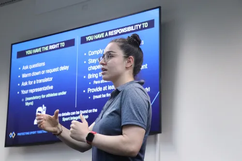 Deb Greenbaum - Sport Integrity Australia Educator presenting at an education session