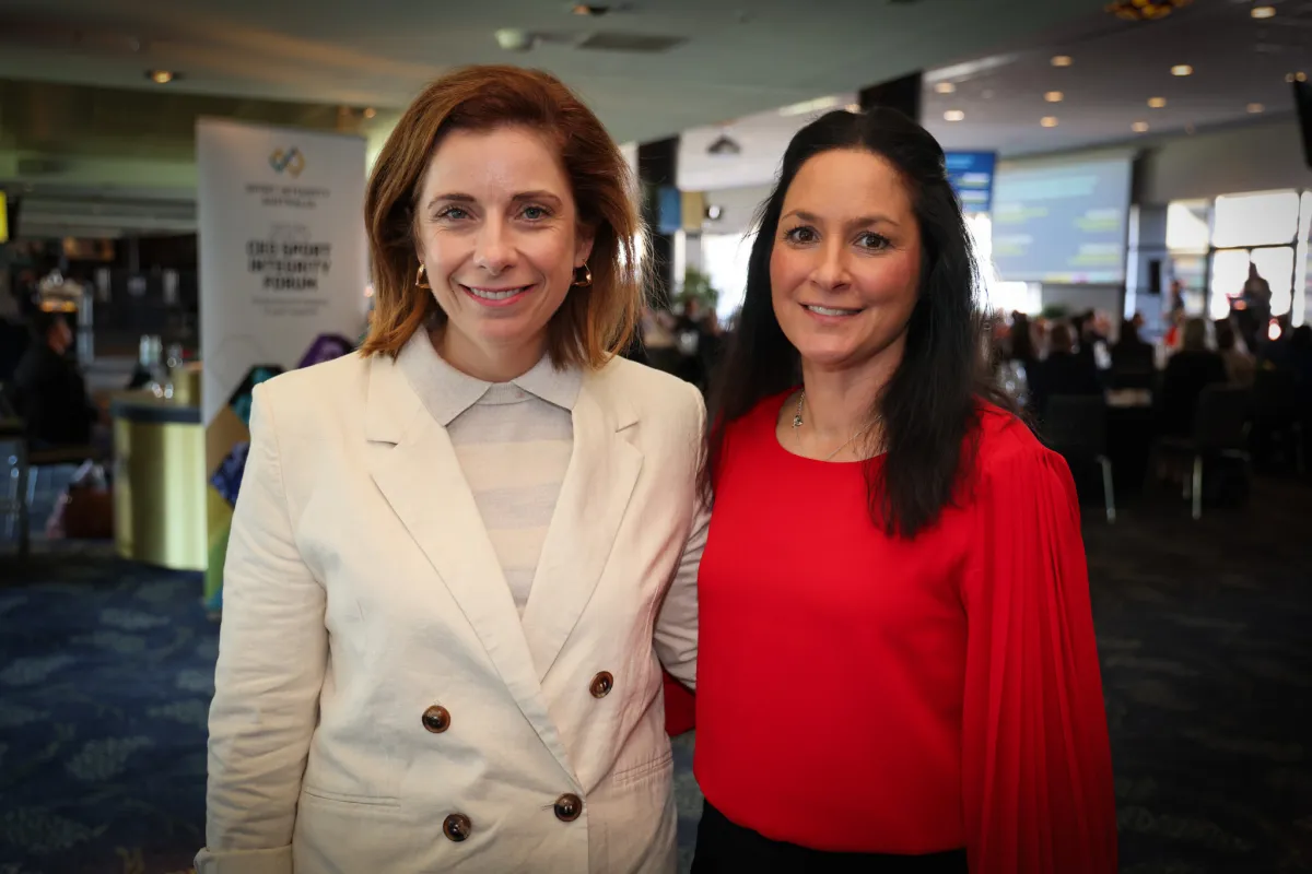 Minister Wells with Dr Sarah Benson at Sport Integrity Australia CEO Forum