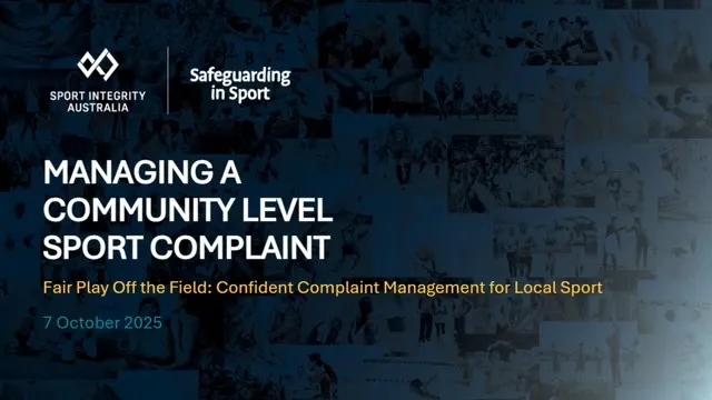 Managing a community level sport complaint webinar cover