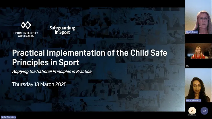 Practical Implementation of the Child Safe Principles in Sport webinar
