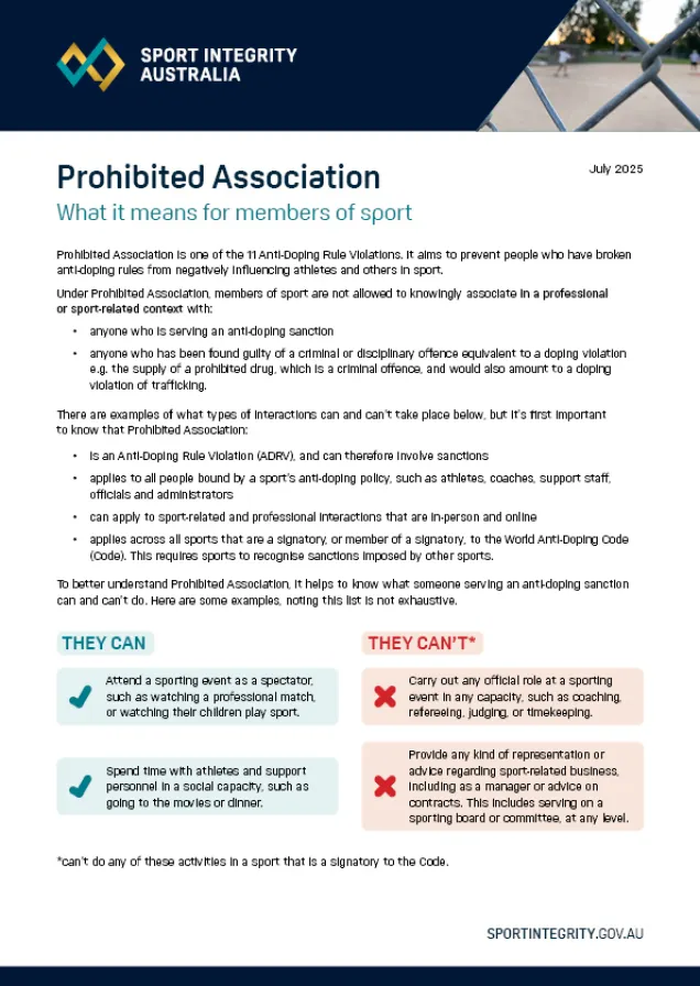 Prohibited Association factsheet