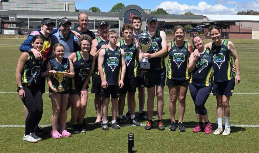 Athletes and coaches at touch football All Abilities Cup