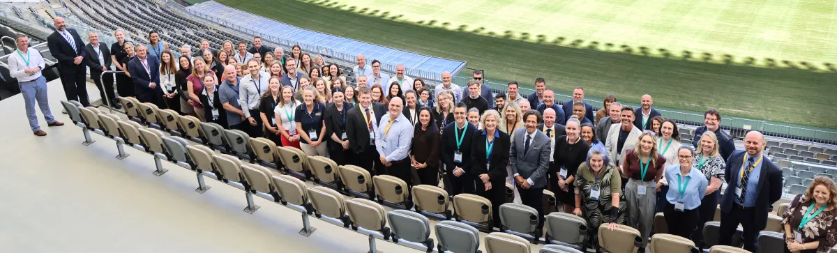 Attendees at the 2026 Sport Integrity Law Enforcement Conference gather in a group photo