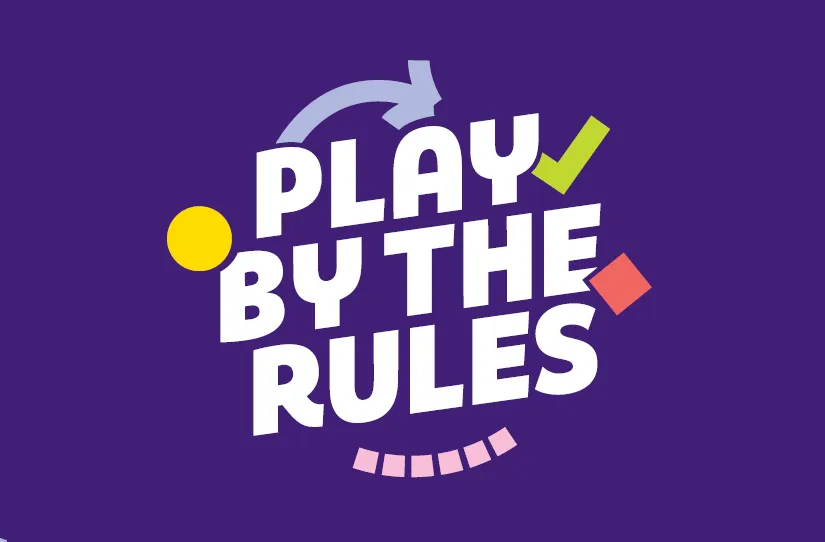 Play by the Rules logo - purple background