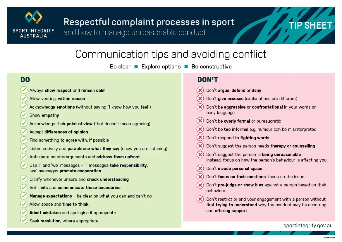 Respectful complaints processes tip sheets cover image