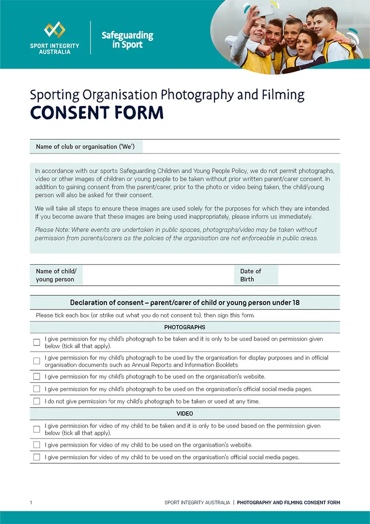 Photo and film consent form