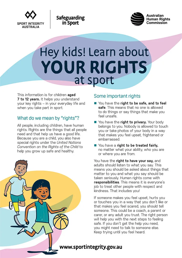 Your rights in sport for ages 7 to 12 factsheet 