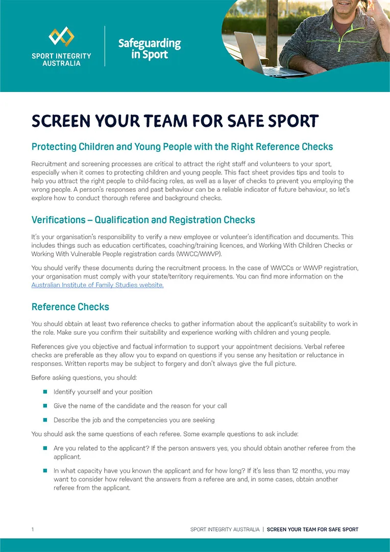 screen your team factsheet
