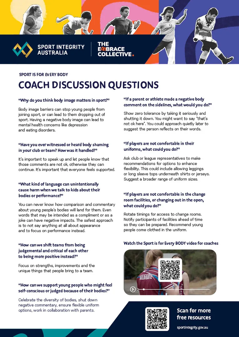 Sport is for EveryBODY campaign Coach discussion questions