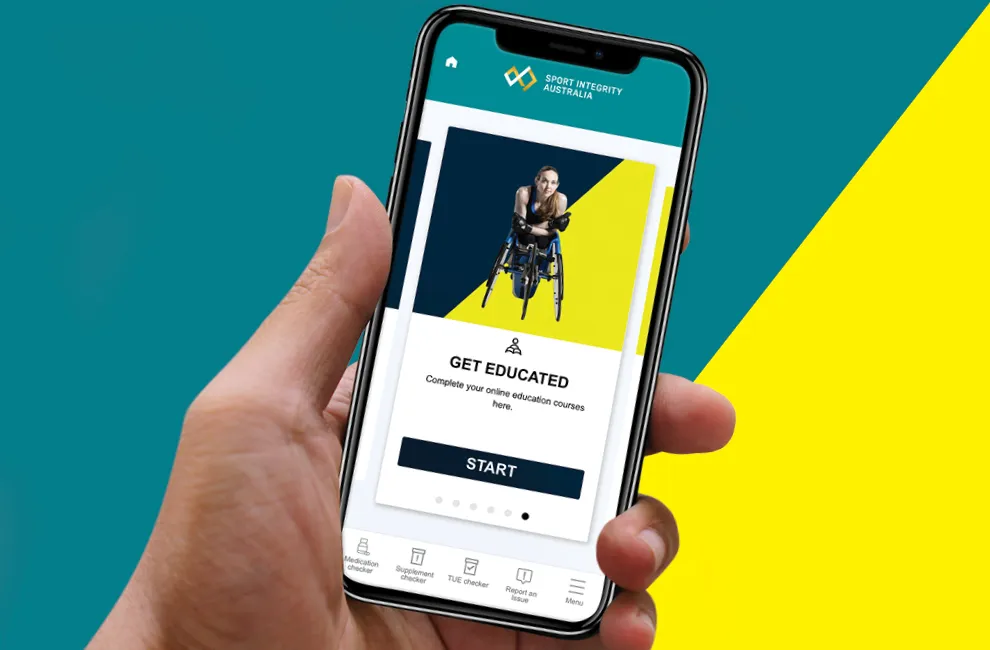 Sport Integrity App in hand