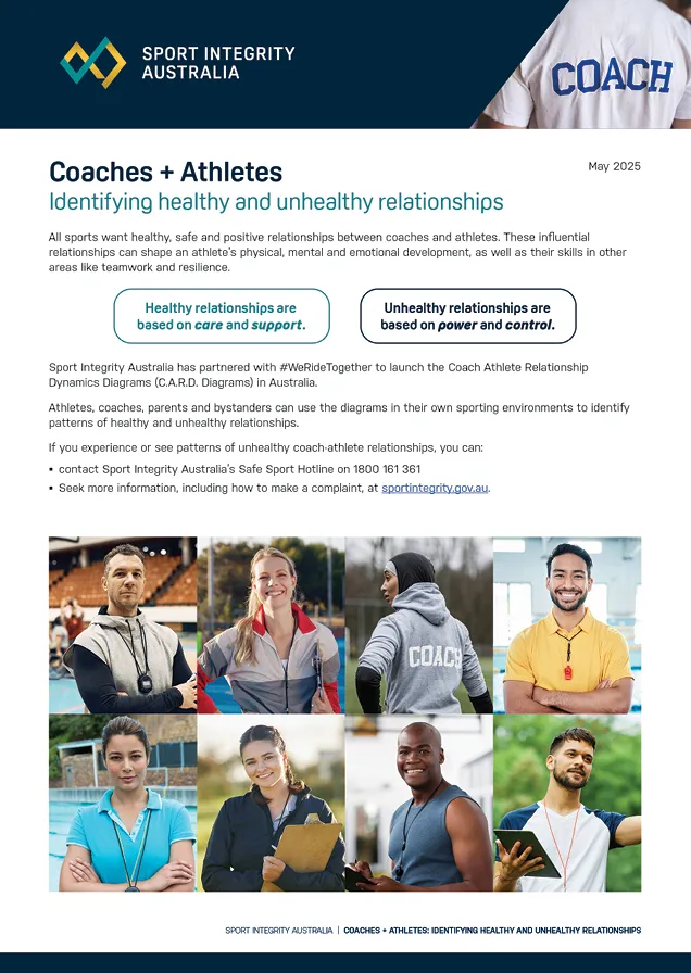 Coaches + Athletes identifying healthy and unhealthy relationships factsheet
