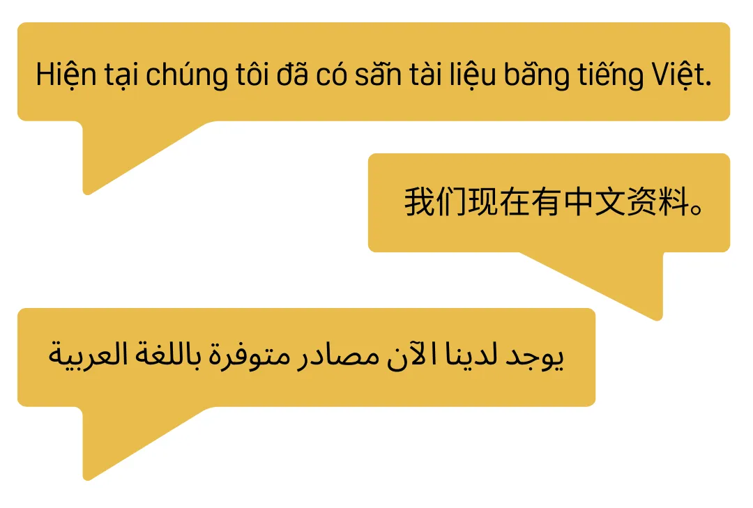Translated resources for communities who speak English as a second language