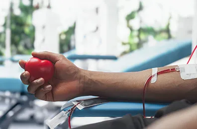 arm donating blood