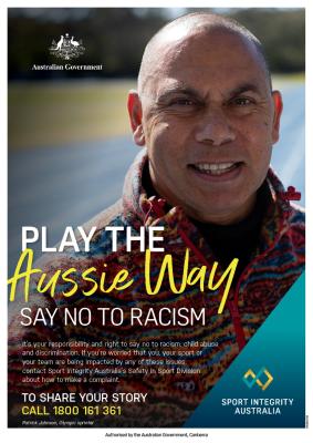 Play the Aussie Way. Say no to racism. Featuring Patrick Johnson, Olympic sprinter.