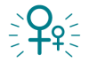 A large teal female symbol next to a smaller teal female symbol